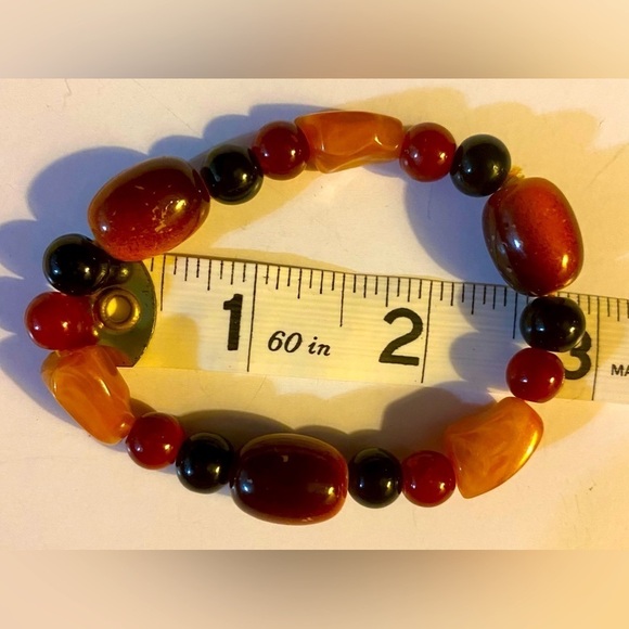 NWOT Vintage Artisan Stretch Bracelet, Polished, Stones, Beads, Boho, Handmade‌‌ - Picture 5 of 6